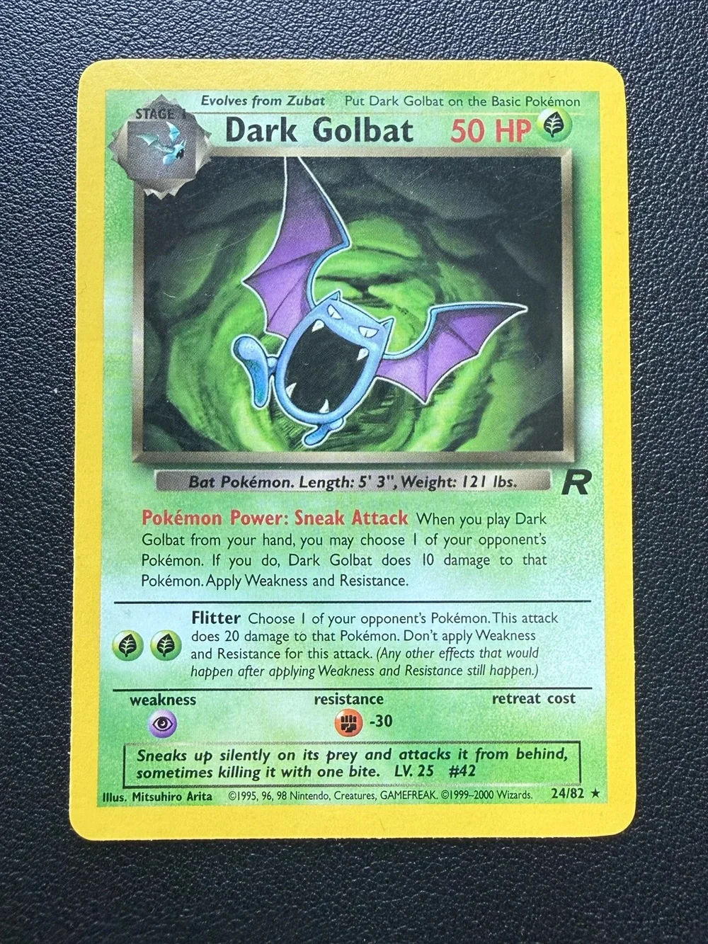 2000 VINTAGE POKEMON TEAM ROCKET UNLIMITED - DARK GOLBAT 24/82- REGULAR- RARE